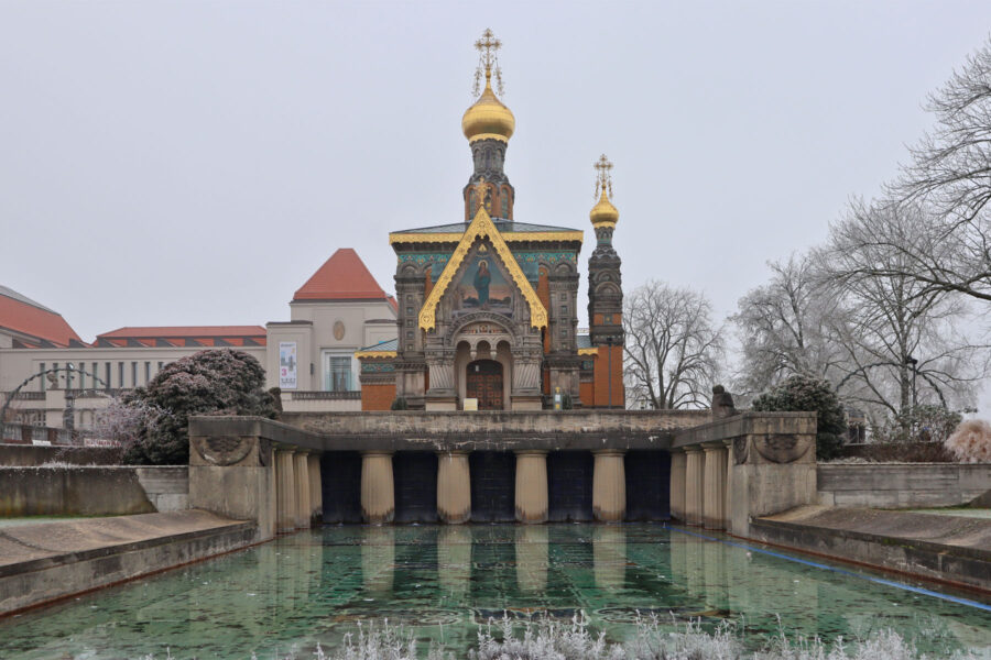 Mathildenhöhe Darmstadt - Lilienbecken und Russische Kapelle