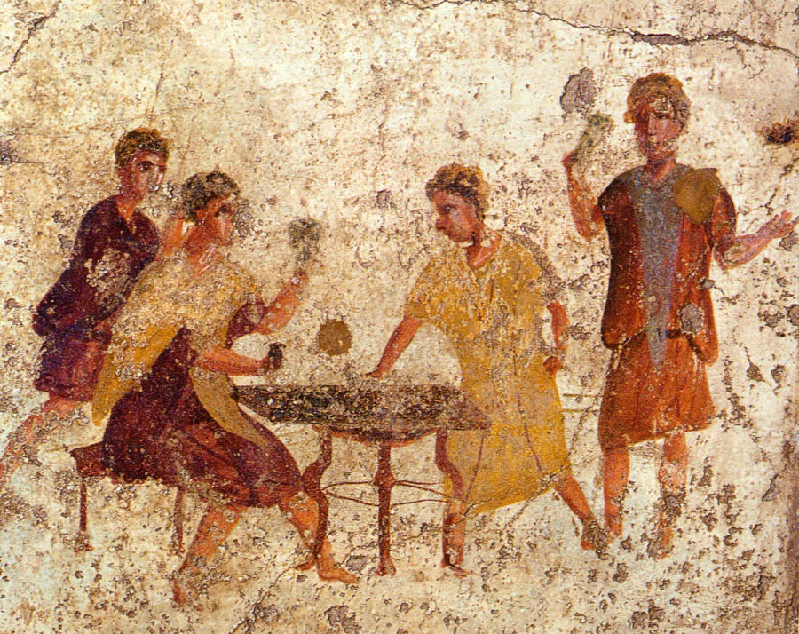 Wandmalerei Pompeji - Würfelspiel