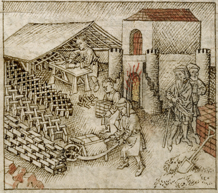 Bibel von Utrecht - Israeliten stellen Ziegel her